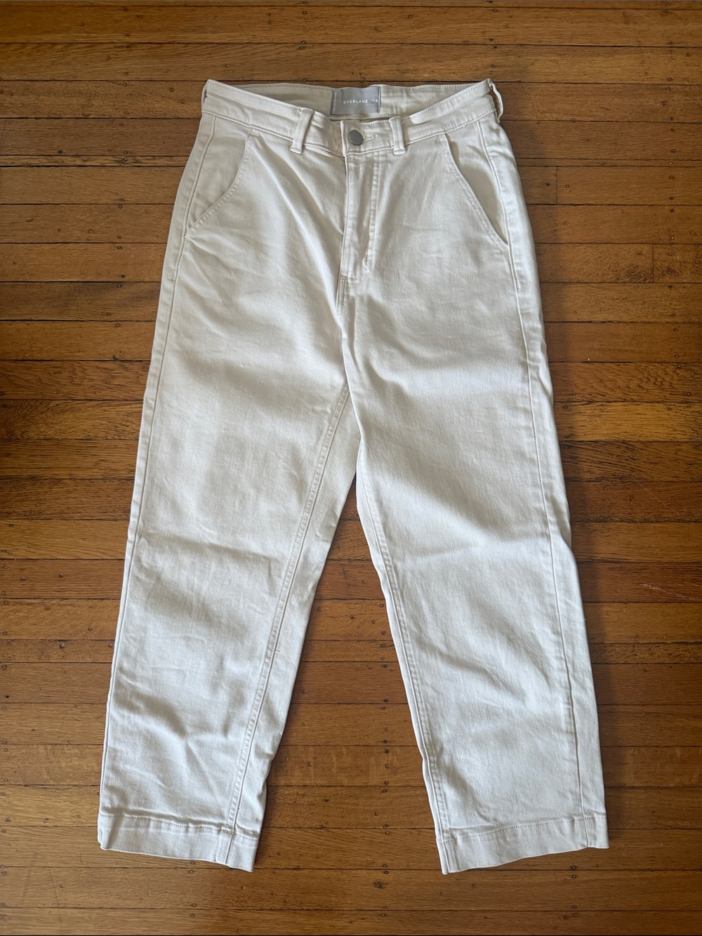 Everlane Cream Cropped Straight-Leg Jeans